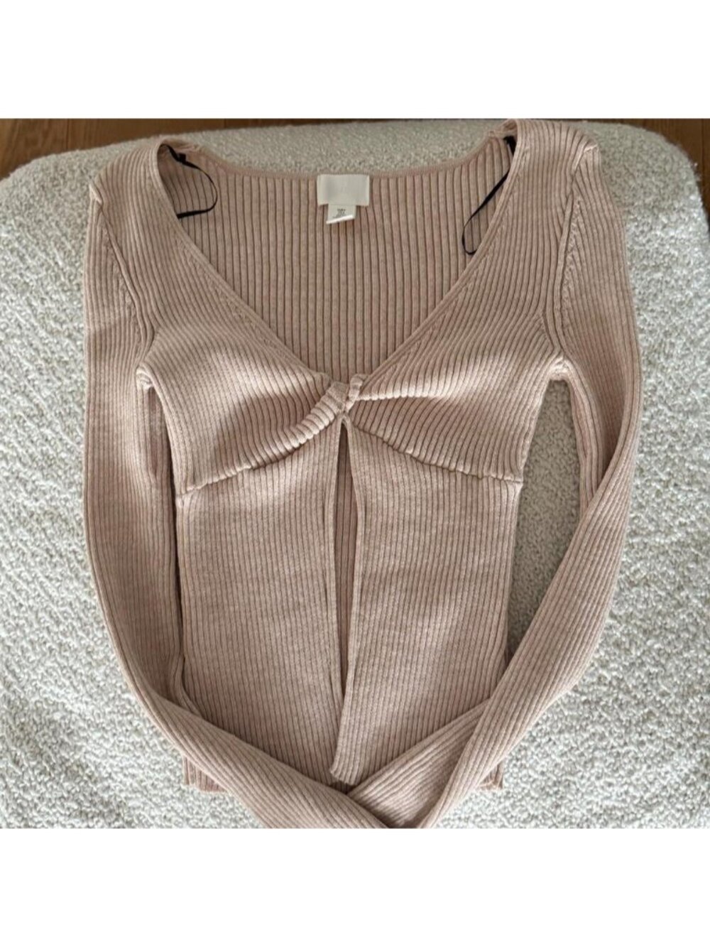 H&M tan ribbed knit sweater/overshirt in S #hm #ribbed